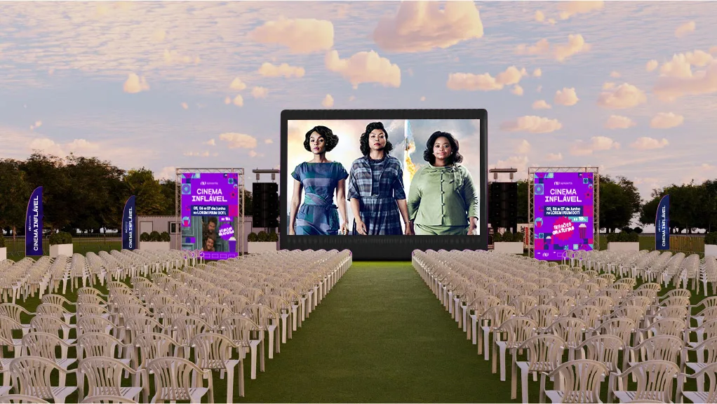 3D do Cinema Inflável patrocinado pelo Nubank