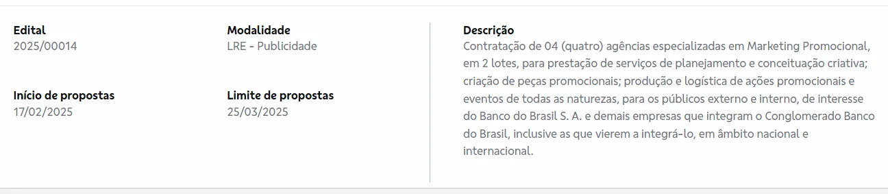 banco do brasil marketing licitação