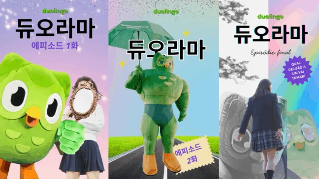 Pôster de divulgação do Duorama, o dorama do Duolingo