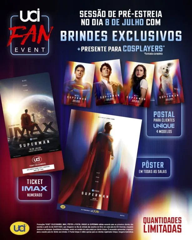 Itens de evento para fãs de Superman, pela UCI
