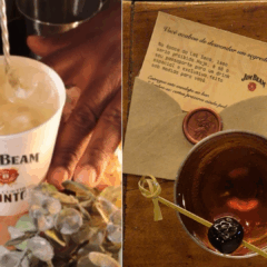 Imagens mostram copos com bourbon Jim Beam