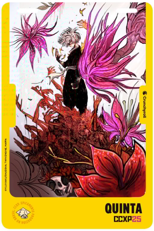 Credenciais ilustradas da CCXP 2025 pela Crunchyroll