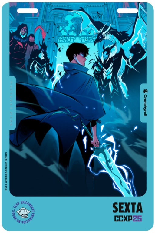 Credenciais ilustradas da CCXP 2025 pela Crunchyroll