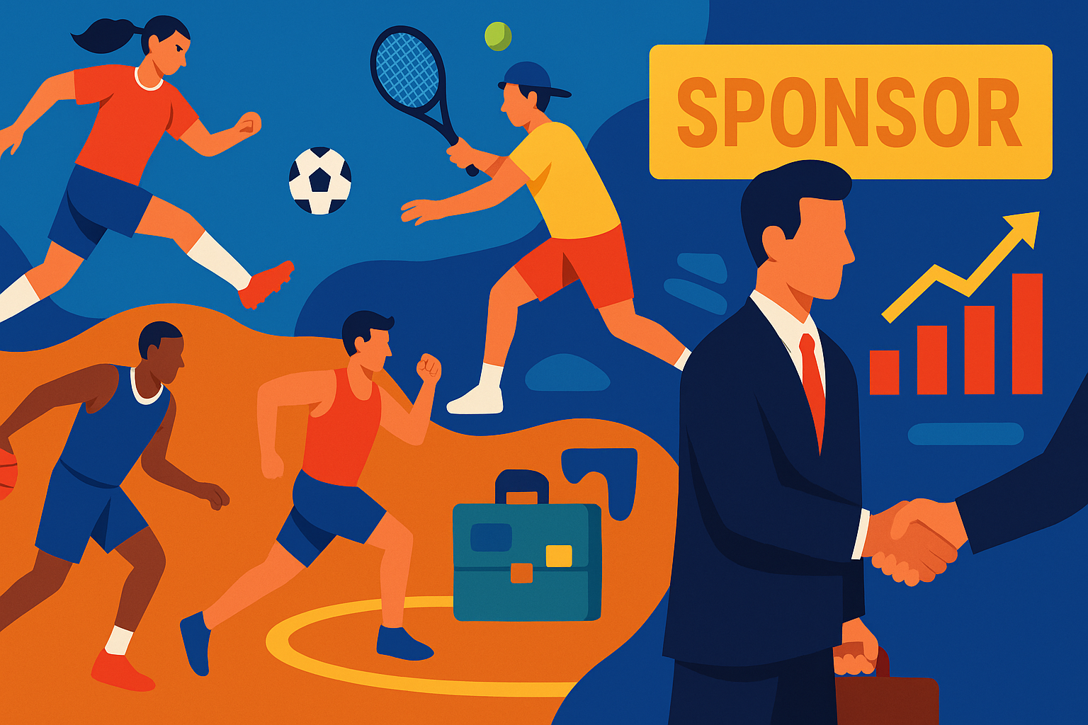 Imagem represente diferentes esportes e patrocínio