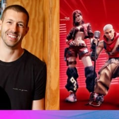 À esquerda, Felipe Meretti, do iFood, e à direita avatares de artistas que tocam no The Town