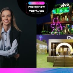 À esquerda, Sabrina Romero, à direita, ativações da Vivo no The Town